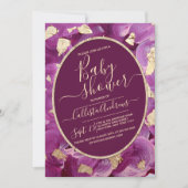 Invitation Baby shower de brossage acrylique Lilac Plum Or (Devant)