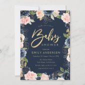 Invitation baby shower de broussaille et de marine de script  (Devant)