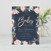 Invitation baby shower de broussaille et de marine de script  (Debout devant)