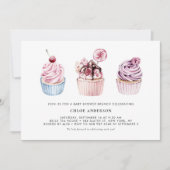 Invitation Baby shower de  Brunch à gâteaux roses et violets (Devant)