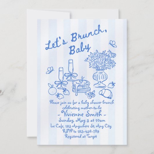 Invitation Baby shower de Brunch à main levée (Devant)