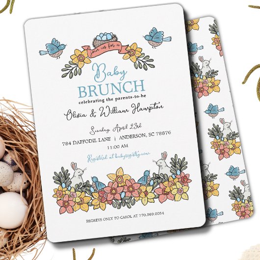 Invitation Baby shower de Brunch du printemps