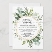 Invitation Baby shower de Brunch, Eucalyptus neutre (Devant)