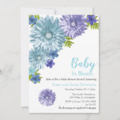 Invitation Baby Shower de Brunch Fleur Bleue en Fleur (Devant)