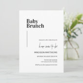 Invitation Baby shower de Brunch minimal pour bébé noir et bl (Debout devant)