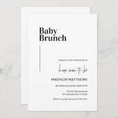 Invitation Baby shower de Brunch minimal pour bébé noir et bl (Devant / Derrière)