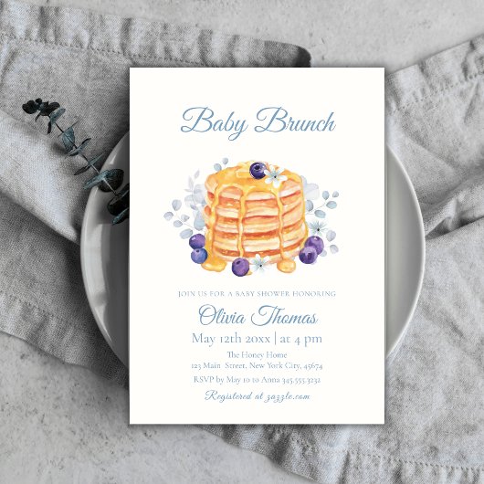 Invitation Baby shower de brunch pour bébé à la crème pâtissi