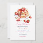 Invitation Baby shower de brunch pour bébé à la fraise Pancak (Devant)
