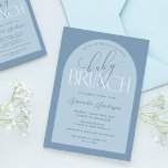 Invitation Baby shower de Brunch pour bébé bleu Dusty<br><div class="desc">Fêtez l'arrivée prochaine de votre petit avec cette invitation amusante baby shower Baby Brunch. Décorée d'une palette de couleurs bleu poussiéreux subtile et classique, cette invitation est parfaite pour une douche à thème brunch. La police ludique et le design élégant capteront l'attention de vos invités et donnent le ton pour...</div>