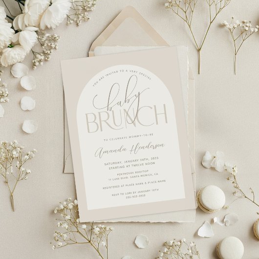 Invitation Baby shower de Brunch pour bébé crémeux et neutre