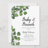 Invitation Baby shower de brunch pour bébé Eucalyptus vert (Devant)