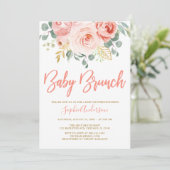 Invitation Baby shower de Brunch pour bébé Floral Rose-Vierge (Debout devant)