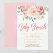 Invitation Baby shower de Brunch pour bébé Floral Rose-Vierge (Devant / Derrière)