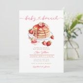Invitation Baby shower de brunch pour bébé fraise pâtisserie (Debout devant)