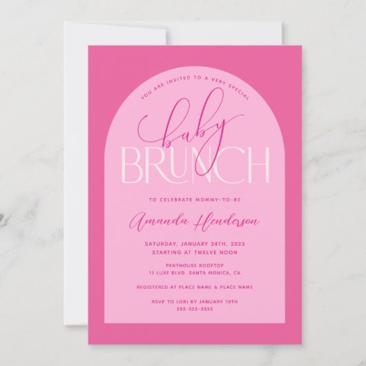 Invitation Baby shower de Brunch pour bébé rose Fille Invitat (Devant)