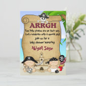 Invitation Baby shower de Buccaneers Twins Cute Little Pirate (Debout devant)