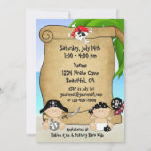Invitation Baby shower de Buccaneers Twins Cute Little Pirate (Dos)