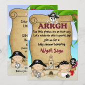 Invitation Baby shower de Buccaneers Twins Cute Little Pirate (Devant / Derrière)