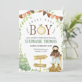 Invitation Baby shower de bûcheron (Debout devant)