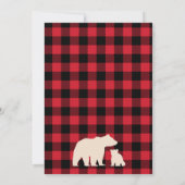 Invitation Baby shower de bûcheron d'ours plaid (Dos)