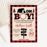 Baby shower de bûcheron d'ours plaid