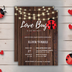 Invitation Baby shower de bug d'amour rustique