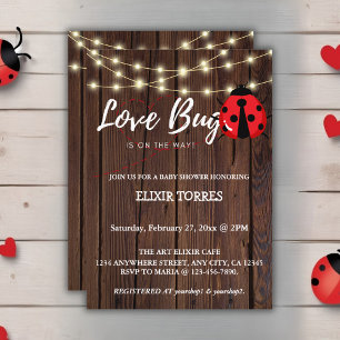 Invitation Baby shower de bug d'amour rustique