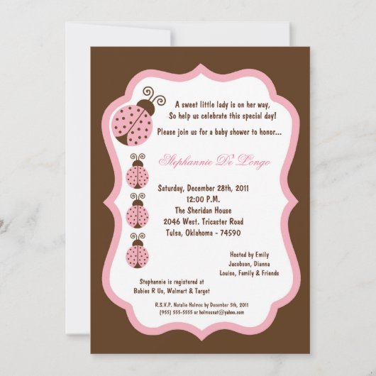 Invitation Baby shower de bugs Brown de 5 x 7 (Devant)