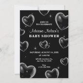 Invitation BABY SHOWER de bulle Black Heart (Devant)