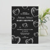 Invitation BABY SHOWER de bulle Black Heart (Debout devant)
