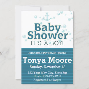 Invitation Baby shower de bulle bleue
