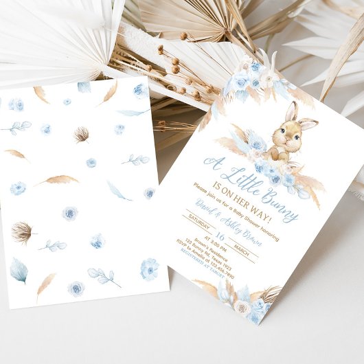 Invitation Baby shower de Bunny Boho bleu