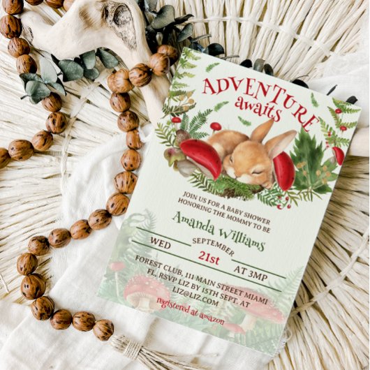 Invitation Baby shower de Bunny de bois