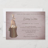 Invitation Baby shower de Bunny de bois | Rose (Devant)