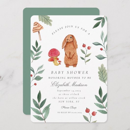 Invitation Baby shower de Bunny de Bunny de Boodland Fall