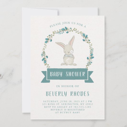Invitation Baby shower de Bunny doux (Devant)