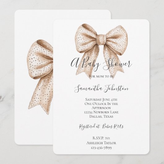 Invitation Baby shower de cache blanc (Devant / Derrière)