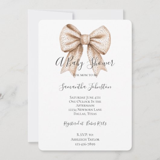 Invitation Baby shower de cache blanc (Devant)