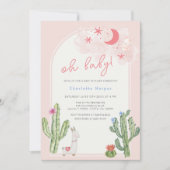 Invitation Baby shower de cactus à arc rose neutre (Devant)