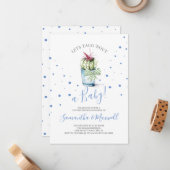 Invitation Baby shower de cactus aquarelle (Devant/Arrière en situation)