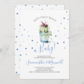 Invitation Baby shower de cactus aquarelle (Devant / Derrière)