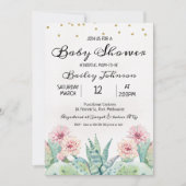 Invitation Baby shower de cactus d'aquarelle pour (Devant)