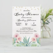 Invitation Baby shower de cactus d'aquarelle pour (Debout devant)