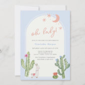Invitation Baby shower de cactus d'arc Boho bleu neutre par s (Devant)