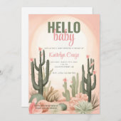 Invitation Baby shower de Cactus du désert (Devant / Derrière)