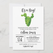 Invitation Baby shower de cactus noir et blanc (Devant)