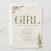 Invitation Baby shower de cactus occidental inspiré du cuir d (Devant)