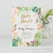 Invitation baby shower de cactus succulent (Debout devant)