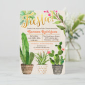 Invitation Baby shower de cactus Succulent Fiesta (Debout devant)