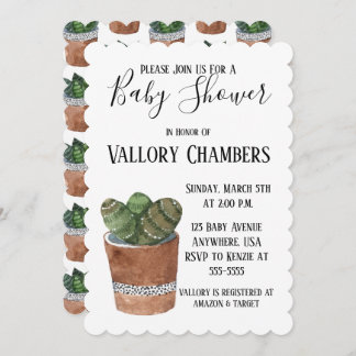 Invitation Baby shower de cactus Succulent Poted